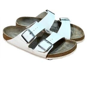Birkenstock Arizona White Two Strap Sandal Shoes Women Size 40/US 9-9.5 Narrow